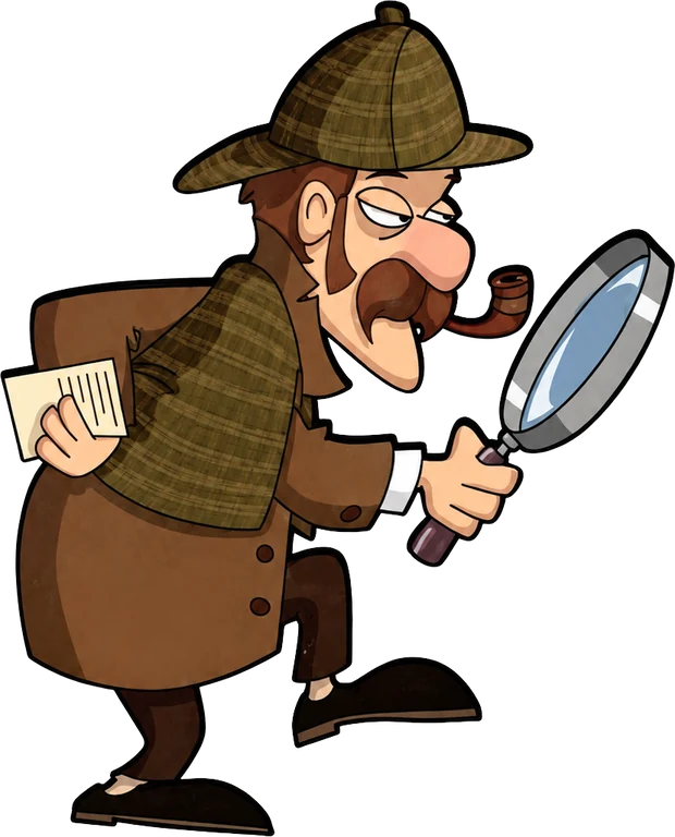 Illustratie van een detective met vergrootglas